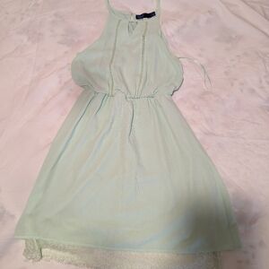 Pastel green, lace trimmed dress